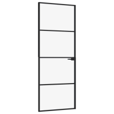 vidaXL fekete edzett üveg és alumínium vékony beltéri ajtó 76x201,5 cm (153658) nyílászáró