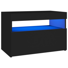 vidaXL fekete éjjeliszekrény LED-lámpákkal 60x35x40 cm szerelt fa (3082776) bútor