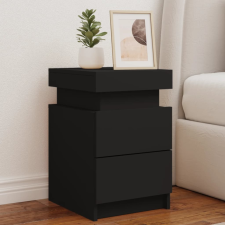 vidaXL fekete éjjeliszekrény LED-világítással 35 x 39 x 55 cm bútor