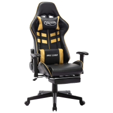vidaXL fekete és aranyszínű műbőr gamer szék lábtámasszal forgószék