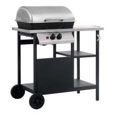 vidaXL fekete és ezüst gáz grillező 3 szintes kisasztallal grillsütő