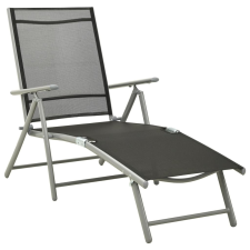 vidaXL fekete és ezüst textilén és alumínium összecsukható napozóágy kerti bútor