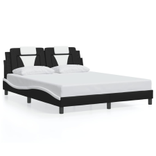 vidaXL fekete és fehér műbőr ágykeret LED-világítással 160 x 200 cm ágy és ágykellék