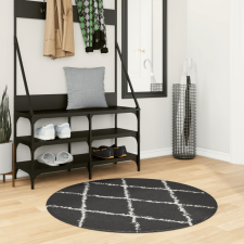 vidaXL fekete és krém hosszú szálú bozontos modern szőnyeg Ø 100 cm lakástextília
