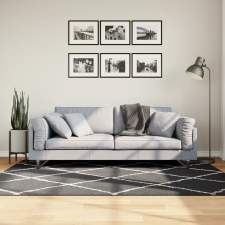 vidaXL Fekete és krém hosszú szálú bozontos modern szőnyeg 140 x 200cm lakástextília