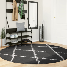 vidaXL fekete és krém hosszú szálú bozontos modern szőnyeg Ø 200 cm lakástextília