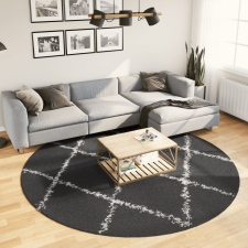 vidaXL fekete és krém hosszú szálú bozontos modern szőnyeg Ø 240 cm lakástextília