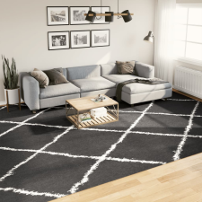 vidaXL Fekete és krém hosszú szálú bozontos modern szőnyeg 300 x 400cm lakástextília