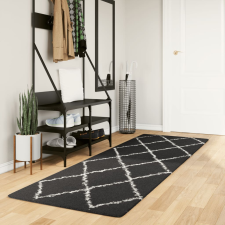 vidaXL fekete és krém hosszú szálú bozontos modern szőnyeg 80 x 250 cm lakástextília