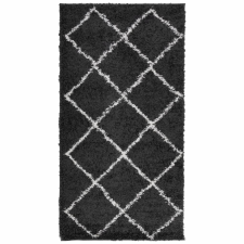 vidaXL fekete és krém hosszú szálú bozontos modern szőnyeg 80x150 cm (375405) lakástextília