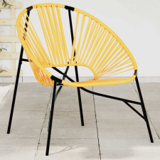 vidaXL fekete és sárga polyrattan kerti tojás szék kerti bútor