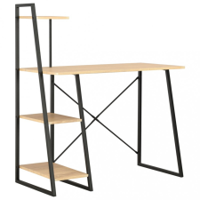 vidaXL Fekete és tölgyszínű íróasztal polcrendszerrel 102x50x117 cm íróasztal