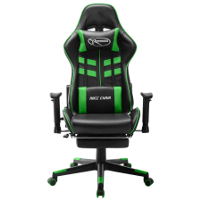 vidaXL fekete és zöld műbőr gamer szék lábtámasszal (20513) forgószék