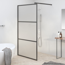 vidaXL fekete ESG tejüveg zuhanyfal küszöb nélküli zuhanyhoz 80x195 cm kád, zuhanykabin