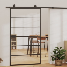 vidaXL fekete ESG üveg és alumínium tolóajtó 102 x 205 cm építőanyag