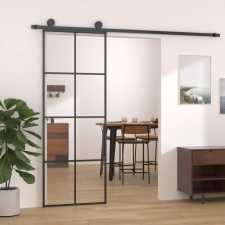 vidaXL fekete ESG üveg és alumínium tolóajtó 76 x 205 cm építőanyag