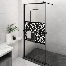 vidaXL fekete ESG üveg és alumínium zuhanyfal polccal 100 x 195 cm kád, zuhanykabin