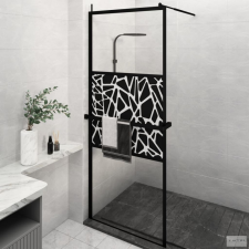 vidaXL Fekete ESG üveg és alumínium zuhanyfal polccal 80 x 195 cm kád, zuhanykabin