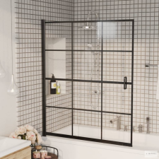 vidaXL fekete ESG zuhanykabin 116 x 140 cm kád, zuhanykabin