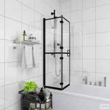 vidaXL fekete ESG zuhanykabin összecsukható ajtóval 100 x 140 cm kád, zuhanykabin