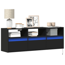vidaXL fekete fali TV-szekrény LED-világítással 130x31x45 cm bútor