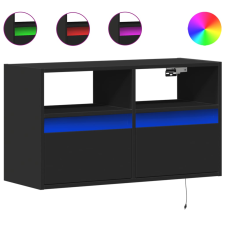 vidaXL fekete fali TV-szekrény LED-világítással 80x31x45 cm (852328) bútor