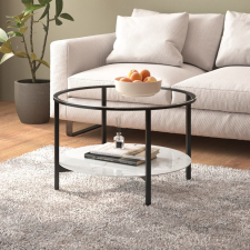 vidaXL fekete-fehér márvány edzett üveg dohányzóasztal 70 cm bútor