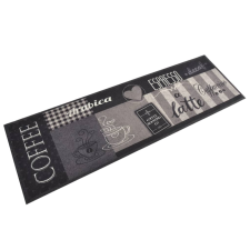 vidaXL Fekete feliratos mosható bársony konyhaszőnyeg 60 x 180 cm lakástextília
