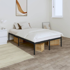 vidaXL fekete fém ágykeret 135 x 190 cm ágy és ágykellék