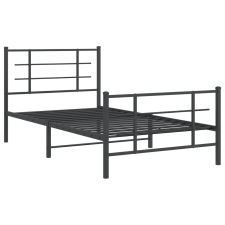 vidaXL fekete fém ágykeret fej- és lábtámlával 100 x 190 cm (355573) ágy és ágykellék