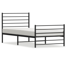 vidaXL fekete fém ágykeret fej- és lábtámlával 100 x 200 cm (352332) ágy és ágykellék
