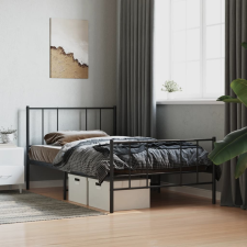 vidaXL fekete fém ágykeret fej- és lábtámlával 107 x 203 cm ágy és ágykellék
