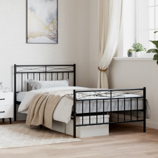 vidaXL fekete fém ágykeret fej- és lábtámlával 107 x 203 cm ágy és ágykellék
