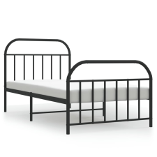 vidaXL fekete fém ágykeret fej- és lábtámlával 107 x 203 cm (353649) ágy és ágykellék