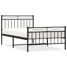 vidaXL fekete fém ágykeret fej- és lábtámlával 107 x 203 cm (373705) ágy és ágykellék