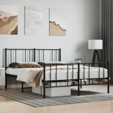 vidaXL fekete fém ágykeret fej- és lábtámlával 120 x 190 cm ágy és ágykellék
