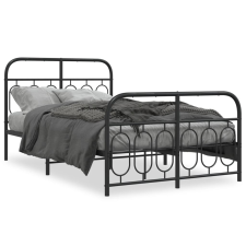 vidaXL fekete fém ágykeret fej- és lábtámlával 120 x 190 cm ágy és ágykellék
