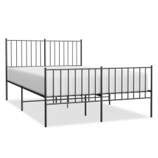vidaXL fekete fém ágykeret fej- és lábtámlával 120 x 190 cm (350879) ágy és ágykellék