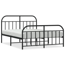 vidaXL fekete fém ágykeret fej- és lábtámlával 135 x 190 cm (353652) ágy és ágykellék