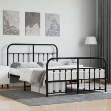 vidaXL fekete fém ágykeret fej- és lábtámlával 140 x 190 cm ágy és ágykellék