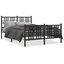 vidaXL fekete fém ágykeret fej- és lábtámlával 140 x 190 cm ágy és ágykellék