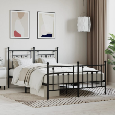 vidaXL fekete fém ágykeret fej- és lábtámlával 140 x 190 cm ágy és ágykellék
