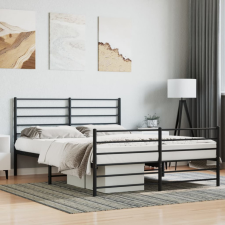 vidaXL Fekete fém ágykeret fej- és lábtámlával 140 x 190 cm (352337) ágy és ágykellék