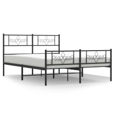 vidaXL fekete fém ágykeret fej- és lábtámlával 140 x 190 cm (355285) ágy és ágykellék