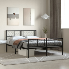 vidaXL fekete fém ágykeret fej- és lábtámlával 150 x 200 cm ágy és ágykellék