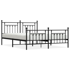 vidaXL fekete fém ágykeret fej- és lábtámlával 160 x 200 cm (353558) ágy és ágykellék