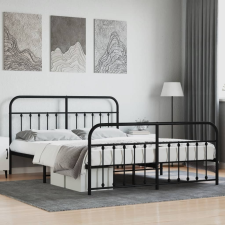 vidaXL fekete fém ágykeret fej- és lábtámlával 180 x 200 cm ágy és ágykellék