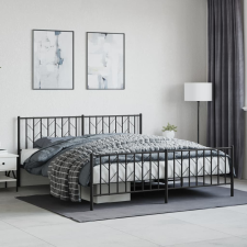 vidaXL fekete fém ágykeret fej- és lábtámlával 180 x 200 cm ágy és ágykellék