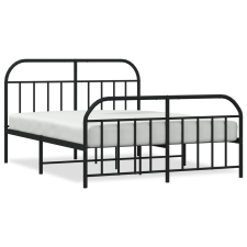 vidaXL fekete fém ágykeret fej- és lábtámlával 183 x 213 cm (353658) ágy és ágykellék