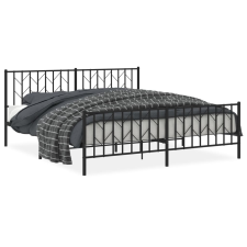 vidaXL fekete fém ágykeret fej- és lábtámlával 183 x 213 cm (374460) ágy és ágykellék